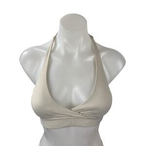 HUSTL White Halter Sleeveless Yoga Athletic Activewear Tank Sports Bra Top Sz XS